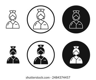 nurse outlined icon vector collection.