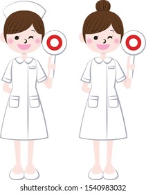 Nurse with a panel of correct answers