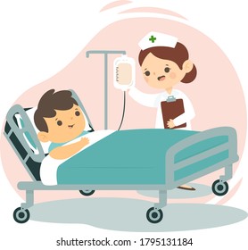 Nurse and patient. The doctor takes care of the patient. Patient support and care during illness. The doctor visits the person. Medical consultation. Help in treating the disease, hospital. 