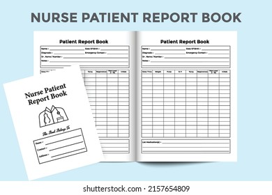 Nurse patient report log book interior. Nurse daily patient information and health tracker template. Interior of a journal. Daily medical information tracker and patient medicine checker interior.