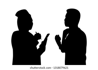 Nurse and patient silhouette vector