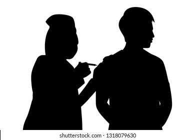 Nurse and patient silhouette vector