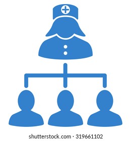 Nurse Patients vector icon. Style is flat symbol, cobalt color, rounded angles, white background.