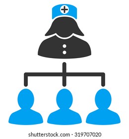 Nurse Patients vector icon. Style is bicolor flat symbol, blue and gray colors, rounded angles, white background.