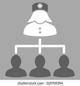 Nurse Patients vector icon. Style is bicolor flat symbol, dark gray and white colors, rounded angles, silver background.