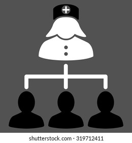 Nurse Patients vector icon. Style is bicolor flat symbol, black and white colors, rounded angles, gray background.