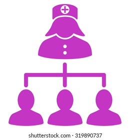 Nurse Patients vector icon. Style is flat symbol, violet color, rounded angles, white background.