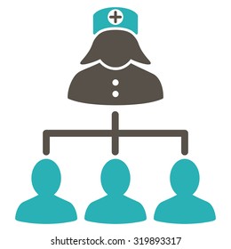 Nurse Patients vector icon. Style is bicolor flat symbol, grey and cyan colors, rounded angles, white background.