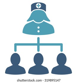 Nurse Patients vector icon. Style is bicolor flat symbol, cyan and blue colors, rounded angles, white background.