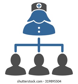 Nurse Patients vector icon. Style is bicolor flat symbol, cobalt and gray colors, rounded angles, white background.