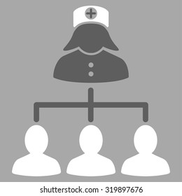 Nurse Patients vector icon. Style is bicolor flat symbol, dark gray and white colors, rounded angles, silver background.