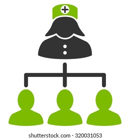 Nurse Patients vector icon. Style is bicolor flat symbol, eco green and gray colors, rounded angles, white background.