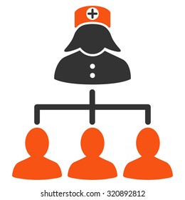 Nurse Patients vector icon. Style is bicolor flat symbol, orange and gray colors, rounded angles, white background.