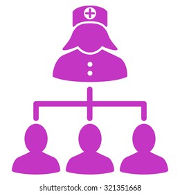 Nurse Patients vector icon. Style is flat symbol, violet color, rounded angles, white background.