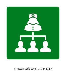 Nurse Patients vector icon. Style is flat rounded square button, white and green colors, white background.