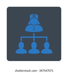 Nurse Patients vector icon. Style is flat rounded square button, smooth blue colors, white background.