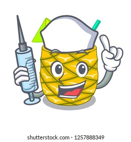 Nurse Pineapple juice in glassware on mascot