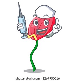 Nurse pink anthurium flower isolated on mascot