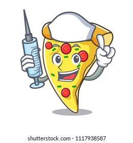 Nurse pizza slice character cartoon