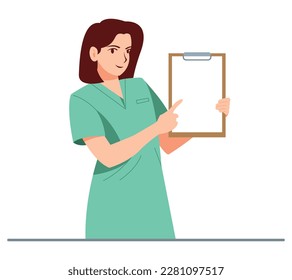 nurse pointing to a blank board