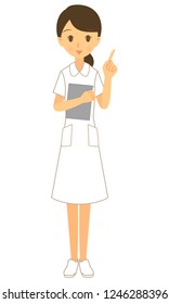 A nurse  pointing to a finger