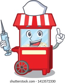 Nurse popcorn machine next to cartoon table