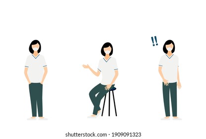 Nurse pose illustration, 3 sets