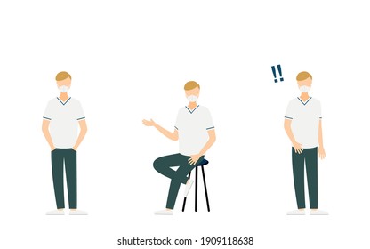 Nurse pose illustration, 3 sets