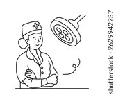 Nurse power vector outline illustrations. EPS 10 file