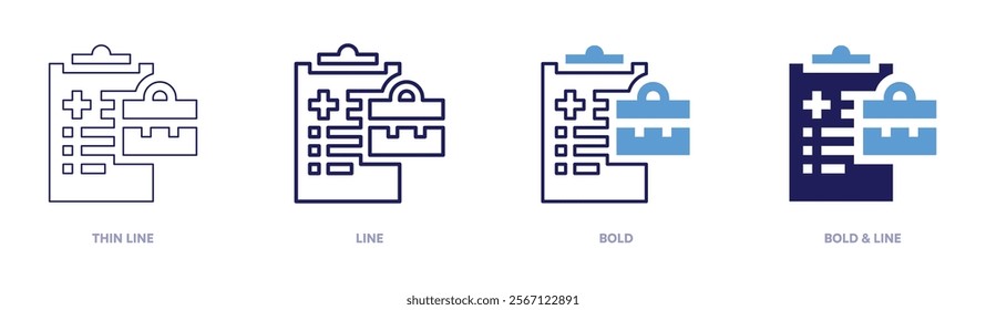 Nurse practitioner icon in 4 different styles. Thin Line, Line, Bold, and Bold Line. Duotone style. Editable stroke.