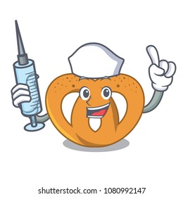 Nurse pretzel character cartoon style