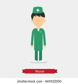 Nurse profession in flat illustration. Occupation nurse in vector flat style. people professions character