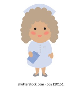Nurse profession. Isolated vector cartoon character on white background.