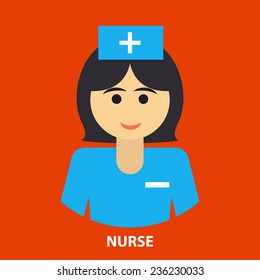 Nurse professional icon in flat style icons in circles. Vector illustration.