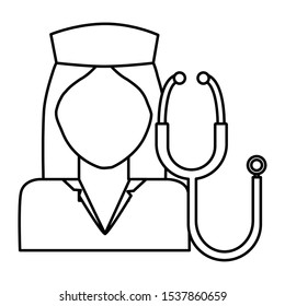 nurse professional with stethoscope character vector illustration design