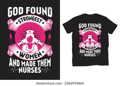 Nurse Zitat Typografie T-Shirt Design mit Krankenpflegesymbol und Spritze. Vintage-Stilschwarzer tee