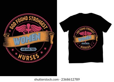 Nurse quote's typography T-shirt design with nurse symbol. Vintage style black tee