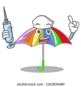 Nurse rainbow umbrella isolated on a mascot