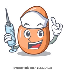 Nurse raw broken egg on table cartoon