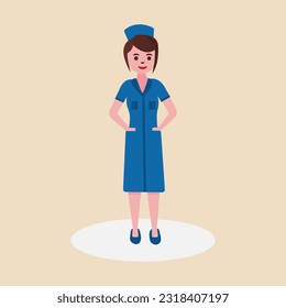 A nurse ready for work in uniform.Middle aged, Senior Female nurse, physical therapist.Vector illustration.
