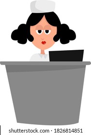Nurse at the reception, illustration, vector on white background