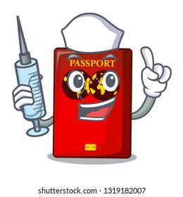 Nurse red passport in the cartoon bag