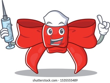Nurse red ribbon bow isolated the character