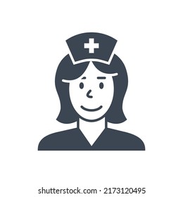 Nurse related vector glyph icon. Nurse sign. Isolated on white background. Editable vector illustration