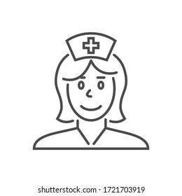 Nurse related vector thin line icon. Isolated on white background. Editable stroke. Vector illustration.