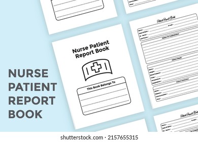 Nurse report logbook interior. Patient daily health report tracker and medication journal template. Interior of a notebook. Nurse patient hospitalization info tracker interior.