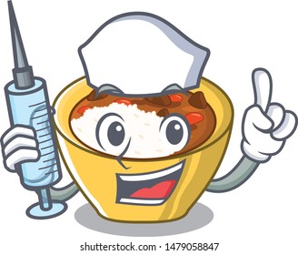 Nurse rice curry isolated with the cartoon