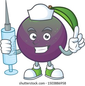 Nurse ripe star apple character on white background