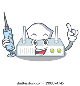 Nurse router is installed in cartoon wall