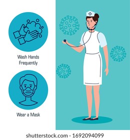 Krankenschwester mit Empfehlungen für covid-19-Vektorillustrationen-Illustrationsdesign